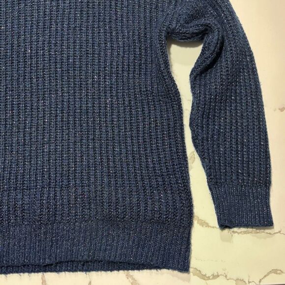 a.n.a Women’s Navy Blue Cowl Neck Turtleneck Knit Speckled Sweater Small - Picture 6 of 15